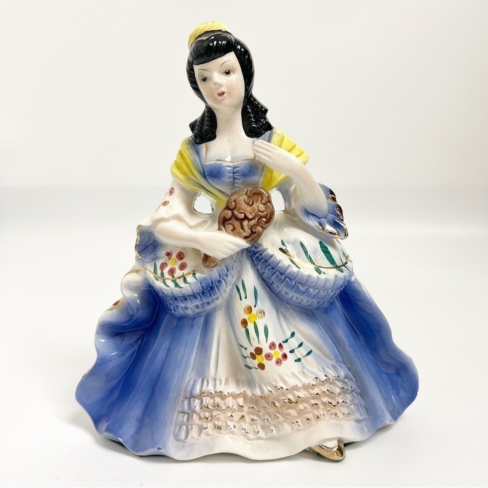 Japan Figurine Woman Sitting In A Chair W/Mirror In Her Hand Japan made